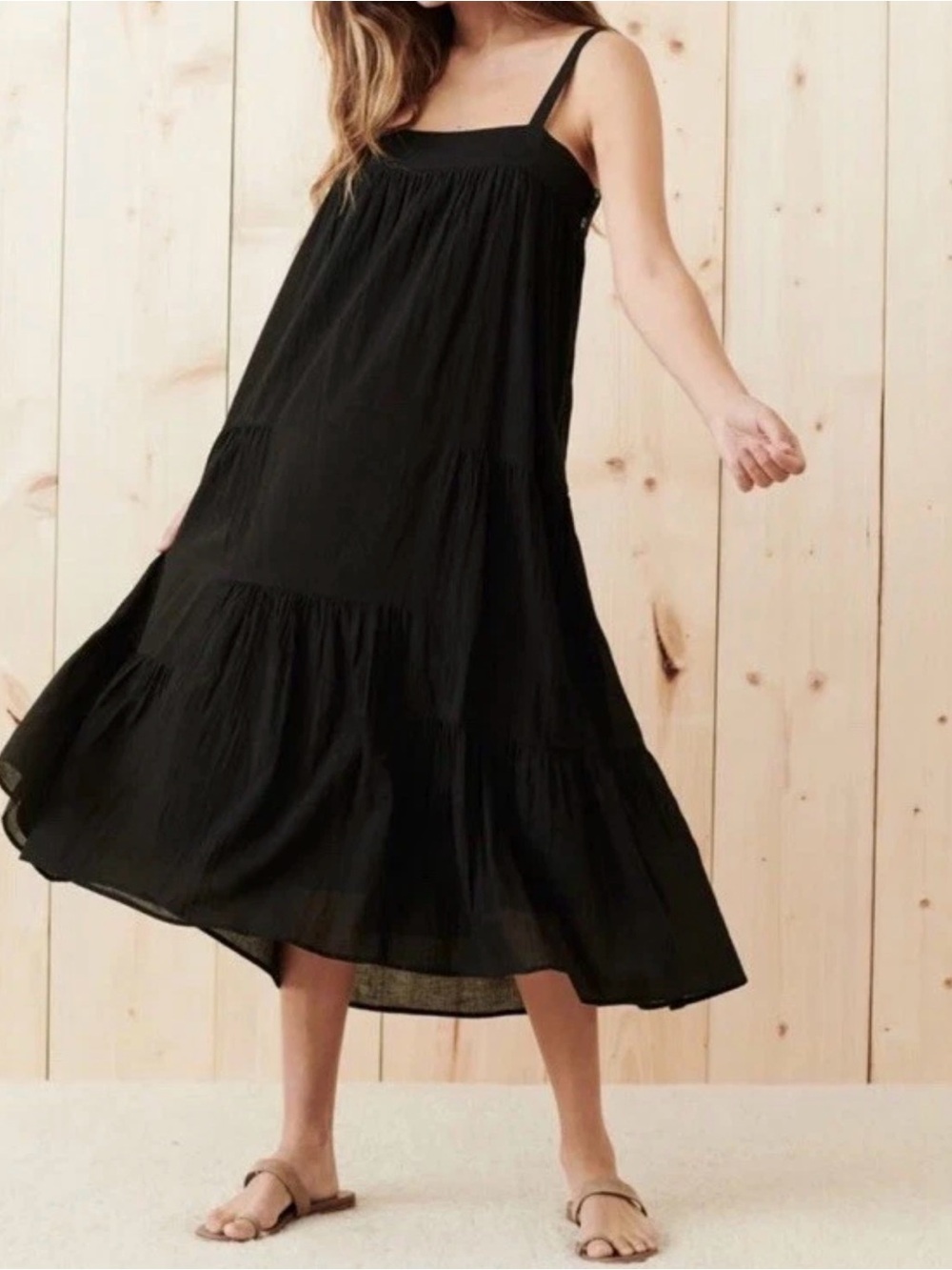 Jenni Kayne Seersucker Summer Dress in Black, Size S